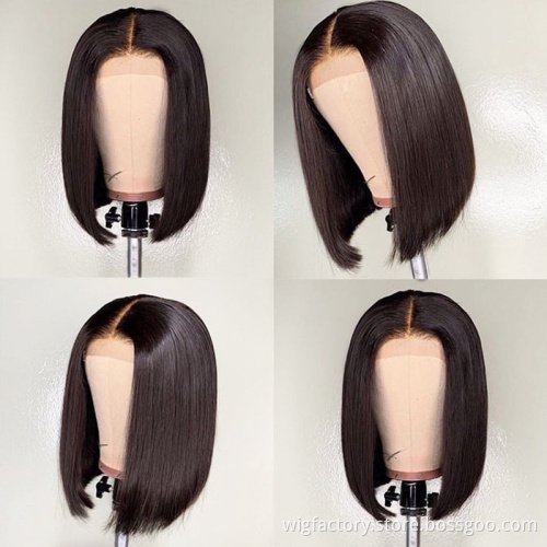 Wholesale bob wigs, 13x4 frontal glueless lace bob wigs pixie cut, Short straight human hair lace front bob wigs pixie cut